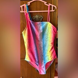 Wonder Nation Pink Swimsuit with Multicolor Straps